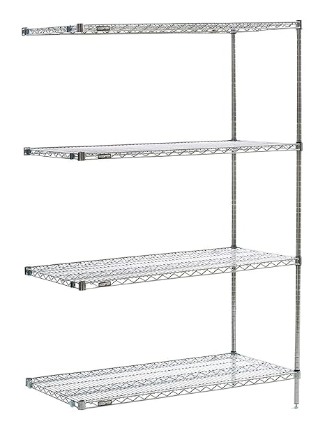 "Professional's Choice by METRO PC246074Z-4ADD 4-Shelf Wire Shelving Add-On Unit, Silver, 24"" x 60"" x 74"""
