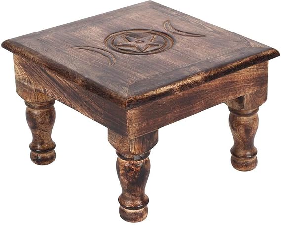 Something Different Enchanting Brown Wood Triple Moon Wooden Altar Table - 21cm x W30cm (1 Pc) - Exquisite Decoration, Quality Craftmanship - Ideal for Spiritual Home Decor
