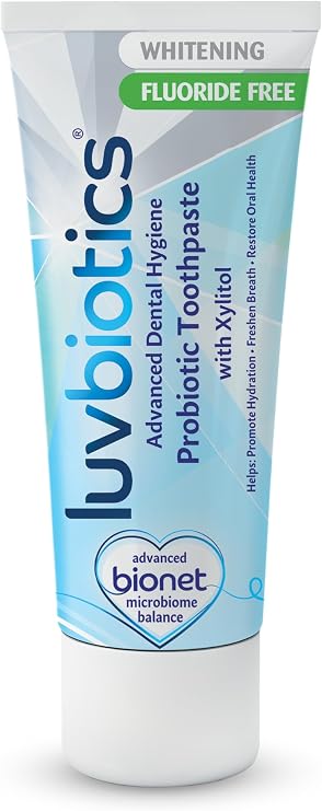 Luv Biotics Fluoride Free Whitening Toothpaste with Oral Probiotics, Xylitol & Aloe Vera for Fresh Breath,Cavity Protection & Oral Care - 75ml