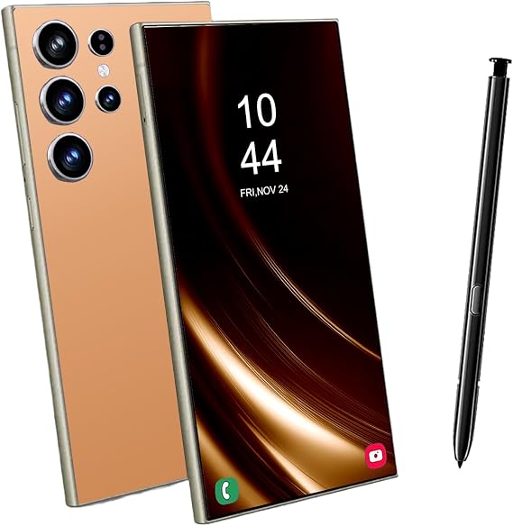 24 Ultra Unlocked Phone,Built in Pen The Phone,Smartphone Battery 6800mAh 6.8" HD Screen,Android 14 8+256GB Cell Phone,Face ID/Fingerprint Lock/GPS /5G.(Orange)
