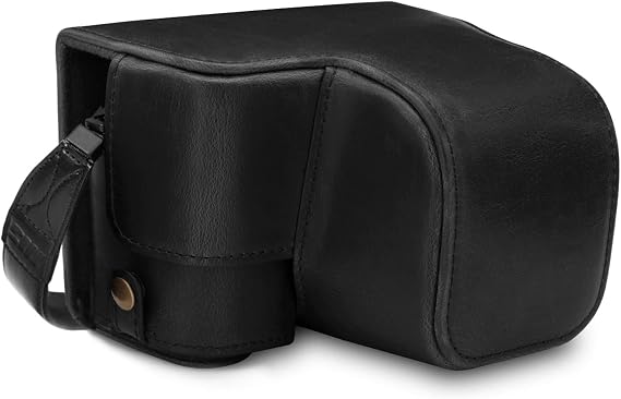 MegaGear MG1651 Ever Ready Leather Camera Case Compatible with Sony Alpha A6400 (16-50mm) - Black