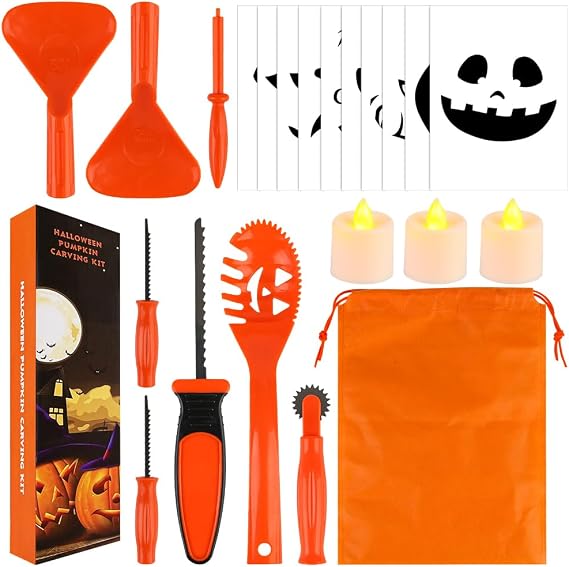 HANSGO Pumpkin Carving Kit, 22 PCS Easy Halloween Pumpkin Carvings Tools