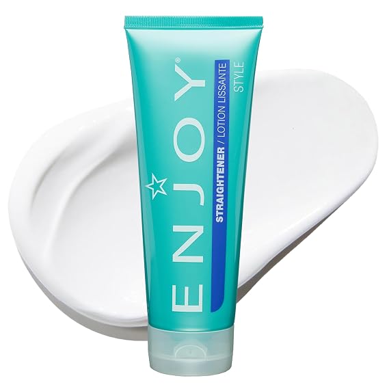 Enjoy Straightener, Smoothing and Frizz Control Cream for Coarse or Curly Hair, Non-Chemical Hair Straightening Balm for Sleek and Soft Styles, 8 Oz