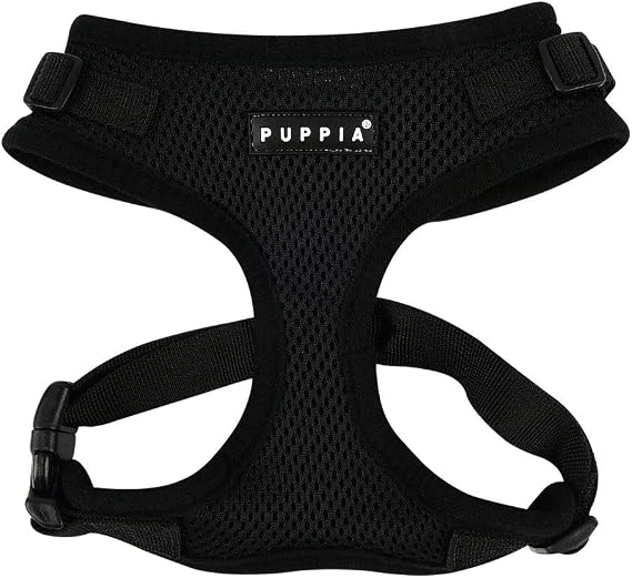 Authentic Puppia RiteFit Harness with Adjustable Neck, Black, Large