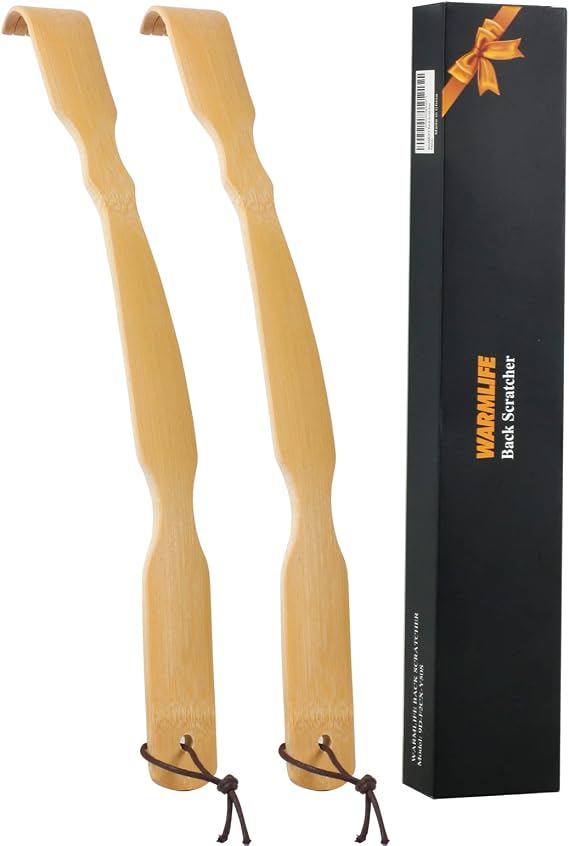 Back Scratcher, 2 Pack, 17-Inch Curved Bamboo Long Handle for Men & Women