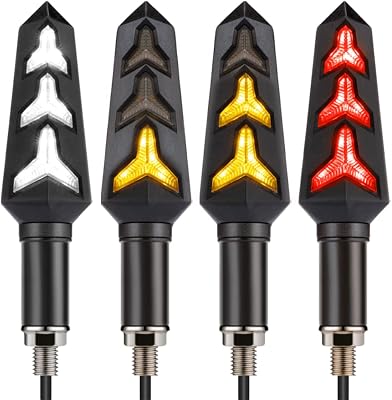 Sequential Turn Signal Motorcycle Blinkers LED Front Rear Flowing Indicators Daytime Running Light Universal Compatible with Harley Honda Kawasaki Suzuki Yamaha