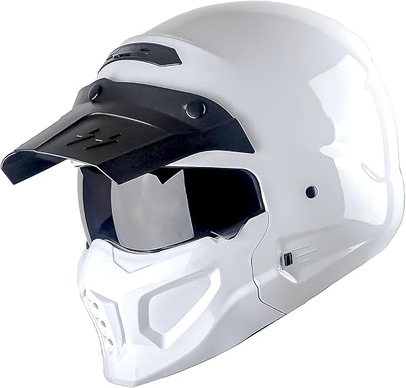 1Storm Motorcycle Full Face Helmet Open Face Helmet with Smoked Shield (Detachable Visor & Face Mask): HKY881S-E