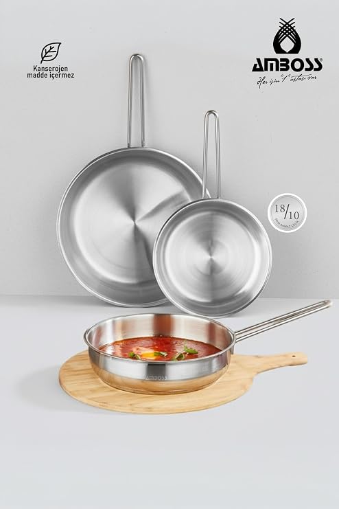 Amboss Vento Steel İndüksiyon Tabanlı 3 Parça Tava Seti 20-24-28 cm