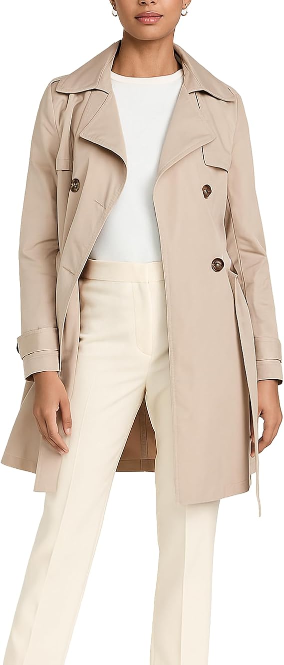 URBAN REPUBLIC Womens Trench Coat - Water Resistant Double Breasted Oversized Windproof Overcoat for Women With Belt