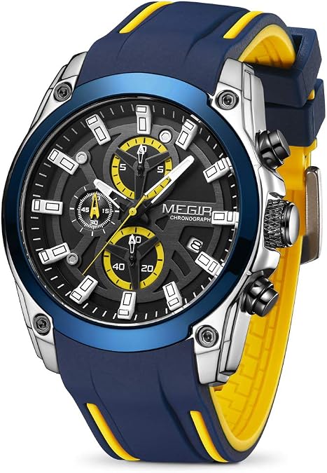 MEGIR Men's Analogue Sport Chronograph Quartz Watch, Blue