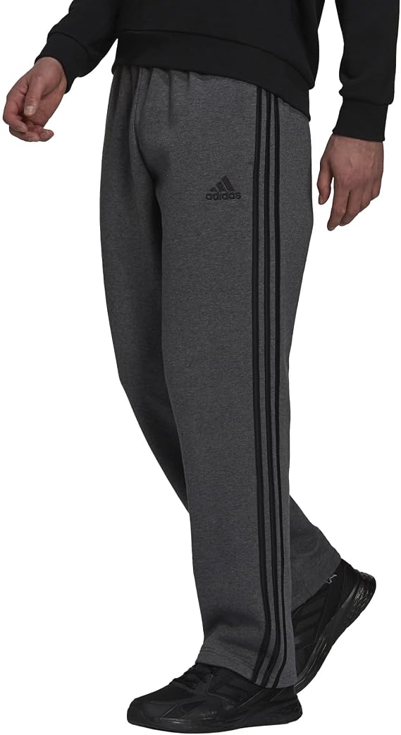 adidas Men's Essentials Fleece Open Hem 3-Stripes Pants