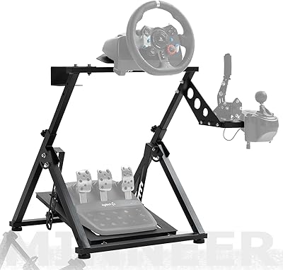 Minneer X-Shape Foldable Racing Steering Wheel Stand Fits for LogitechThrustmasterFanatecPXNMoza G29G920G923T248T300TXV9R5 Racing Wheel Simulator CockpitWheel,Pedal,Handbrake Not Included