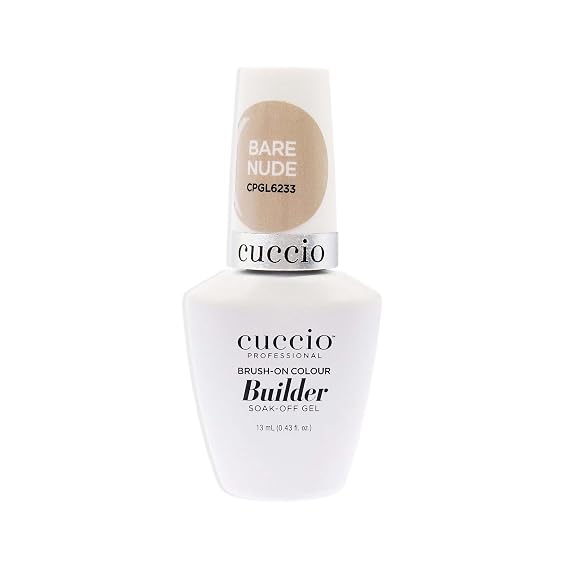 Cuccio Pro Brush-On Colour Builder Soak-Off Gel - Calcium Enriched - Easy Brush-On - Perfect Light Color - Reinforce, Build, Shape And Extend The Natural Nail - Bare Nude - 0.43 Oz Nail Polish