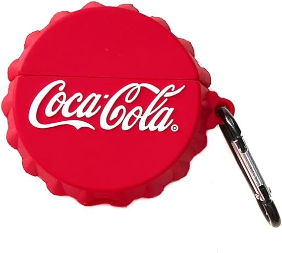 Coca Cola Lid Soft Silicone Case with Keychain Hook for Apple AirPods Pro 2019 Model Red White Color Coke Drink Logo Creative Classic Stylish High Fashion Cool Fun Kids Girls Boys Men Guys Unisex