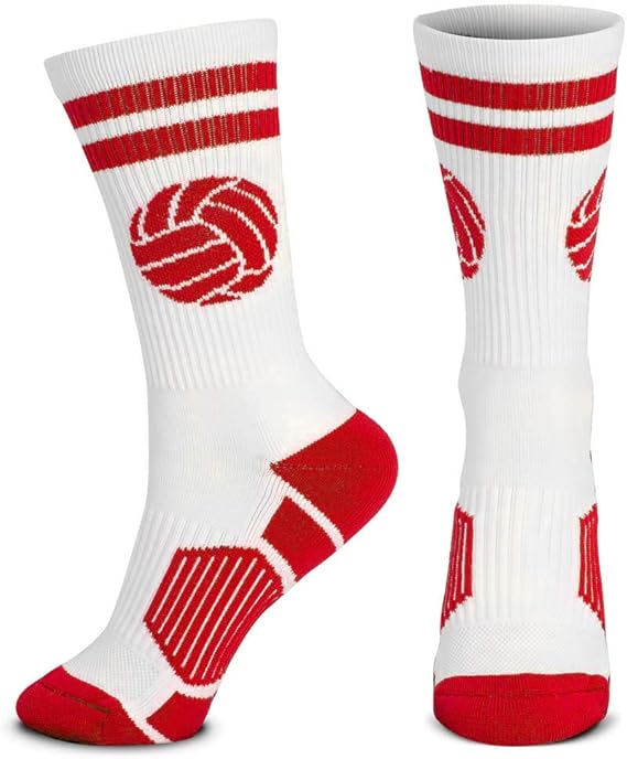 ChalkTalkSPORTS Volleyball Performance Crew Socks - Classic Ball - Youth & Adult - Multiple Colors - Volleyball Mid-Calf Sock