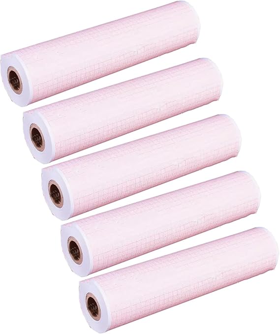 EKG Paper, 5 Rolls 216mm*30m ECG Print Paper, Thermal Recording Chart Papers for 12-Channel ECG/EKG Electrocardiogram, Adapt to Various Models