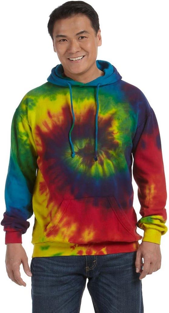100% Cotton Tie-Dyed Hoodie, 8.5 Ounce - Reactive Rainbow in Size XX-Large