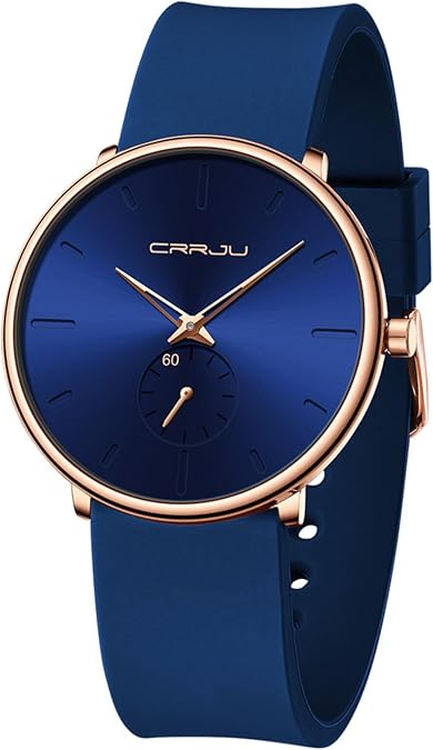 CRRJU Mens Women Watch Casual Stylish Waterproof Quartz Unisex Wristwatches, Ultra Thin Watches for Men Women, Colorful Silicone Band