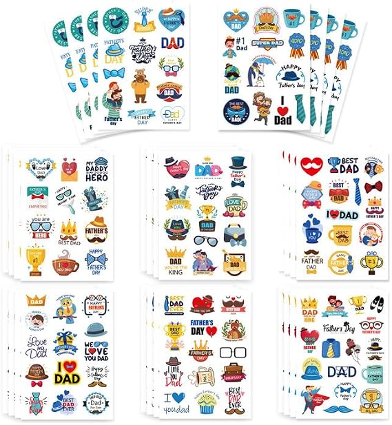 Fathers Day Stickers, 312Pcs Happy Fathers Day Stickers, Dad Stickers, Dad Day Gifts, Vivid Self-Adhesive Label Decals for Envelope Seal Cards Boxes Gift Wrap Mothers Day Party Favors Decorations