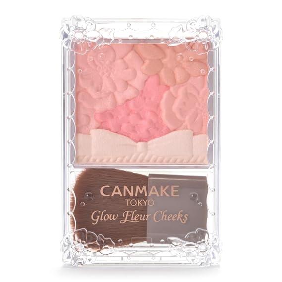 CANMAKE - Glow Fleur Cheeks - Long-Lasting Light Natural Blending Gentle Pearl Radiance - 0.20oz (5.7g) (01 Peach Fleur)