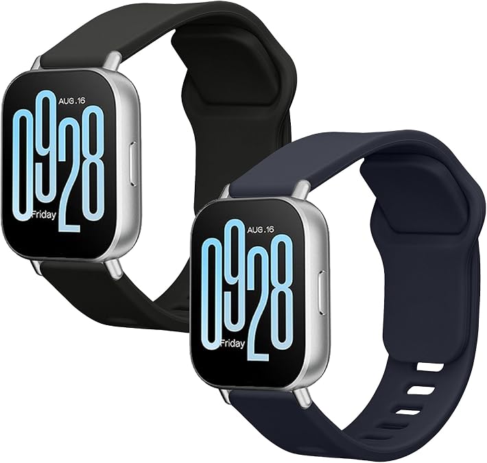 kwmobile Straps Compatible with Xiaomi Redmi Watch 5 Active/Watch 5 Lite Straps - 2x Replacement Silicone Watch Bands