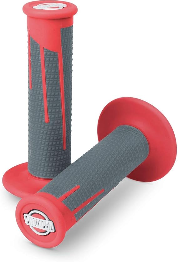 Pro Taper Clamp On Grips - Full Diamond (RED/DARK GREY)
