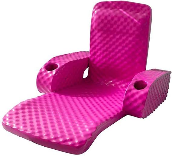 TRC Recreation Folding Foam Baja Chair Floating Portable Swimming Pool Water Lounger with 2 Armrest Cup Holders, Flamingo Pink