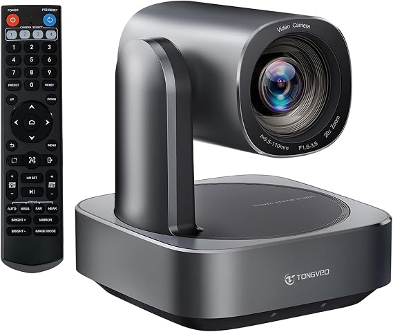AI Auto-Tracking PTZ Camera 20x Optical Zoom HDMI USB IP Live Streaming Camera 1080P 60fps Video Conferencing System POE Supply for Church Services Worship Education Work with Zoom Team vMix OBS