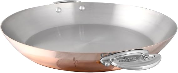 Mauviel M'Heritage 150 S 1.5mm Polished Copper & Stainless Steel Round Pan With Cast Stainless Steel Handle,10.24-in, Made In France