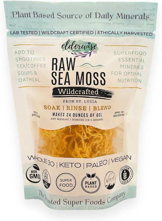 Elderwise Golden Sea Moss, Raw Wildcrafted Gracilaria, Makes 24oz Gel