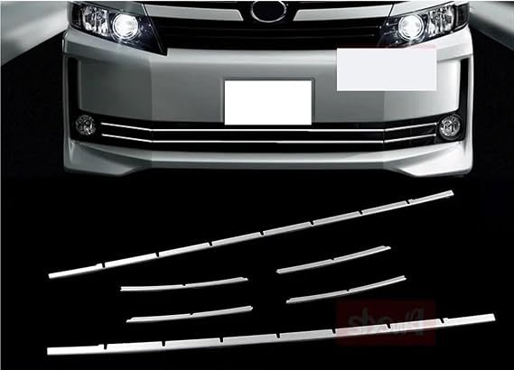 Compatible With TOYOTA 2014 2015 2016 2017 VOXY ZRR80 FRONT BUMPER GRILLE GARNISH GRILL COVER Stainless Steel Chrome Car Exterior Trim 6 Pcs(Color:For VOXY 80 V)