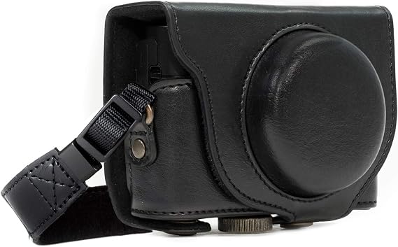 MegaGear MG596 Sony Cyber-shot DSC-HX99, DSC-HX95, DSC-HX90V, DSC-HX80 Ever Ready Leather Camera Case with Strap - Black