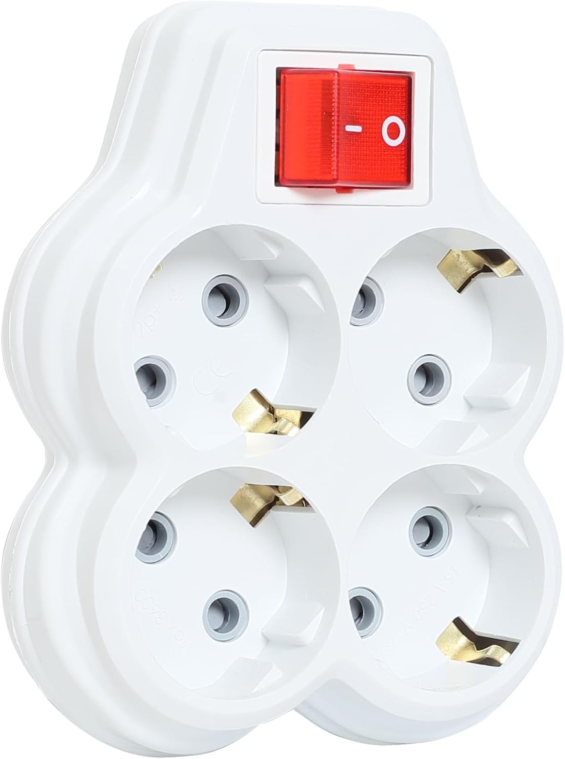 4lü Anahtarlı Golyat, Dörtlü Topraklı Priz Çocuk Korumalı Çoklayıcı Fiş, Beyaz renk, 16A 250 Volt, Max 3600 Watt