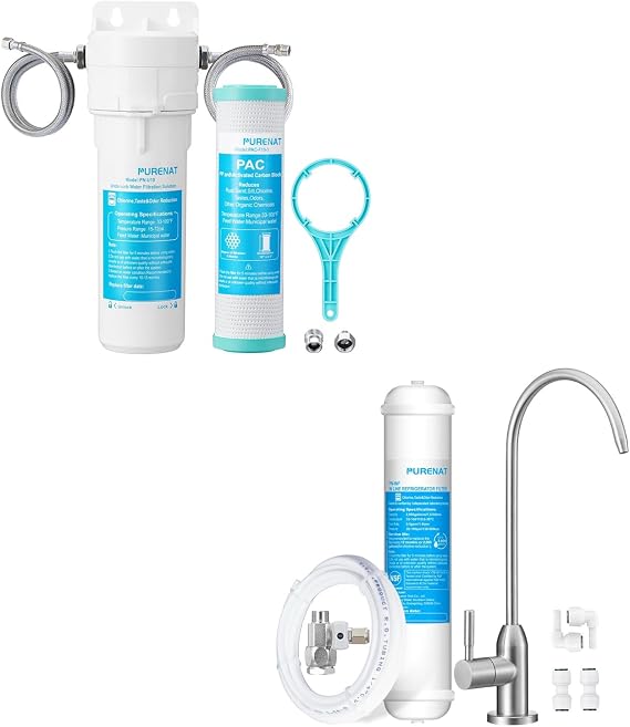 Under Sink Water Filter System - Fast Flow Under Counter Water Filter Direct Connect to Kitchen Faucet + Under Sink Water Filter - Water Filter with Faucet for Home Bar and Bathroom