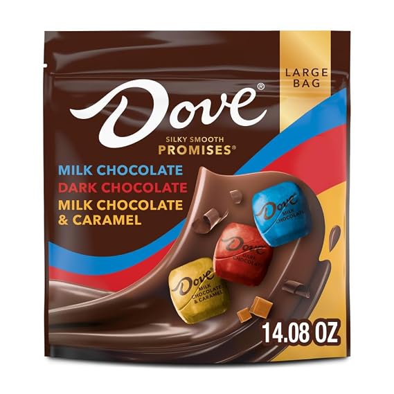 DOVE PROMISES Milk Chocolate, Dark Chocolate, and Milk Chocolate & Caramel Variety Assortment, 14.08 Oz Large Bag
