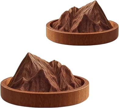 2 Pcs Essential Oil Diffuser for Car, Small Essential Oils Aromatherapy Diffusers Wood, Mini Portable Natural Boho Passive Diffusers Mountain Design for Travel Desk Rooms Home Offices