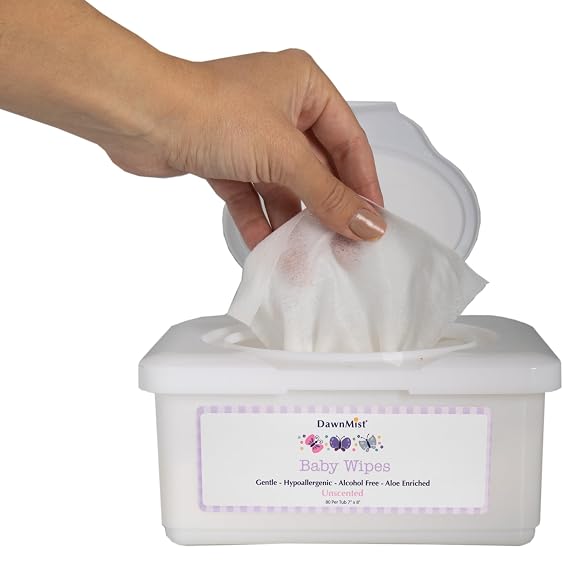 Dukal DawnMist Baby Wipes, 1 Pack 7" x 8.3", Soft & Gentle Disposable Wipes for Baby Care, Alcohol-Free, Resealable Pack
