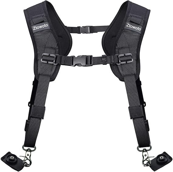 Double Shoulder Camera Strap Harness Quick Release Adjustable Dual Camera Tether Strap DSLR SLR Camera (ztowoto)
