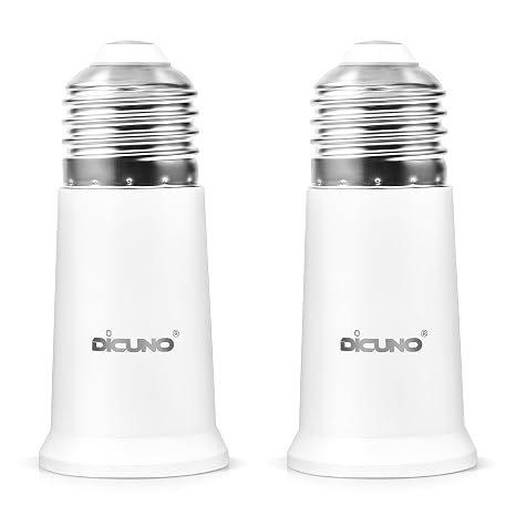 DiCUNO E26 Socket Extender 1.97 Inch, Light Bulb Socket Extender, 2-Pack