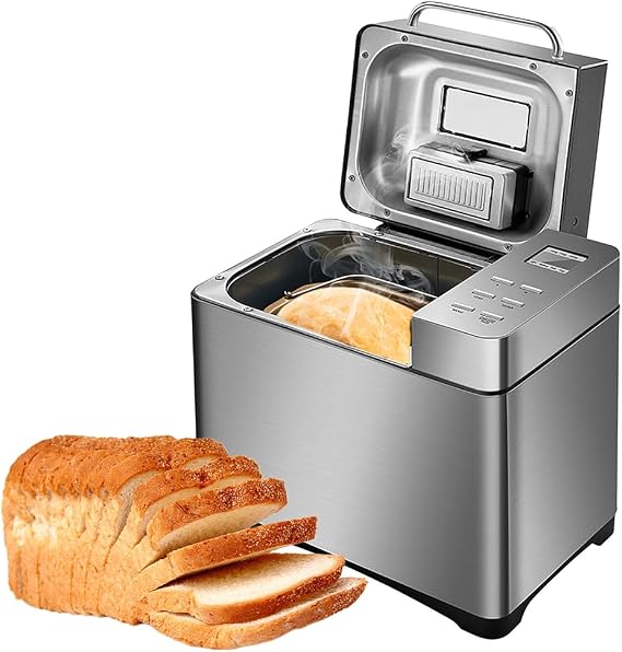 Automatic Bread Machine, 650W Multi Bread Making Machine with Fruit Nuts Dispenser, 17 Menu and 15 Hours Timer, for Whole-Wheat Bread French Bread Jam Yogurt Cake Sticky Rice 1000g (1000g)