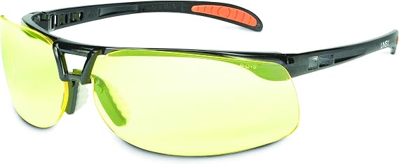 Honeywell Uvex Protege Safety Glasses, Metallic Black Frame with Amber Lens & HydroShield Anti-Fog Coating (S4222HS)