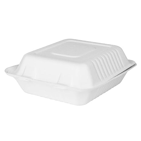 Karat Earth KE-BHC88-1C 8" x 8" Bagasse Hinged Clamshell Container (Pack of 200)