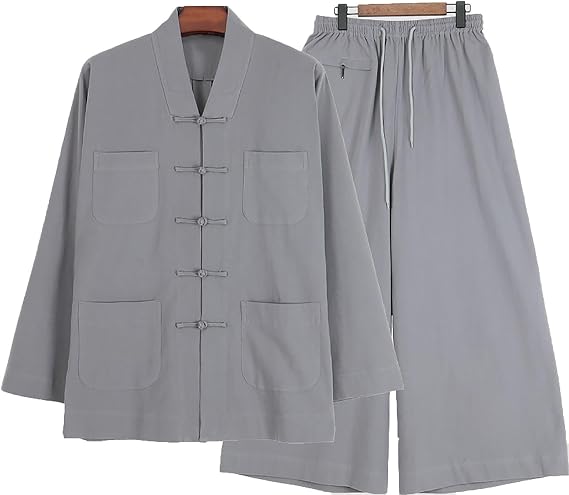Zen Clothing Monk Kung Fu Suits,Monk Short Coat,Spring and Autumn Thick Coat,Breathable Warm Monk Clothes Suit for Men