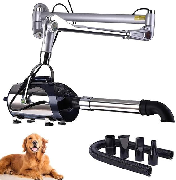 Dog Blow Dryer for Grooming, 3.75hp/2800w Wall-Mounted Pet Dryer, 350 cfm High Velocity Blow Dryer for Dogs, 8-Speed Adjustable Airflow & Temperature Control, Ultra Quiet 60 dB- For S/M/L Dogs