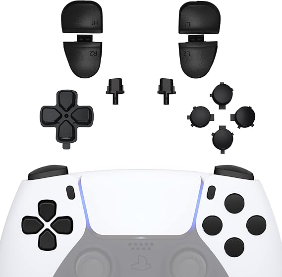 eXtremeRate Replacement D-pad R1 L1 R2 L2 Triggers Share Options Face Buttons, Black Full Set Buttons Compatible with ps5 Controller BDM-030 BDM-040 BDM-050 BDM-060 - Controller NOT Included