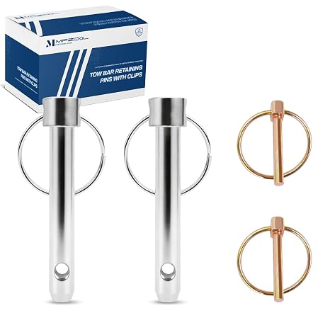 Bx88219 Self Retaining Pins with Clips, 1/2" Diameter Self Tow Bar Pins, Compatible with Blue Ox Aladdin, Aventa LX, Alpha, Acclaim Tow Bars - Pair
