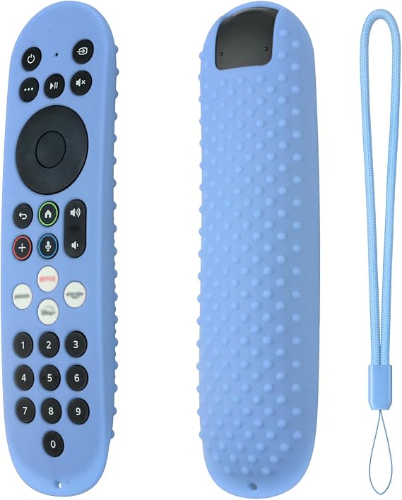 Hi Color Silicone Cover for Xumo Stream Box Remote PR3 Released 2025 Xumo Stream Box Spectrum Tv Remote Case Cover with Lanyard (Glow Blue)