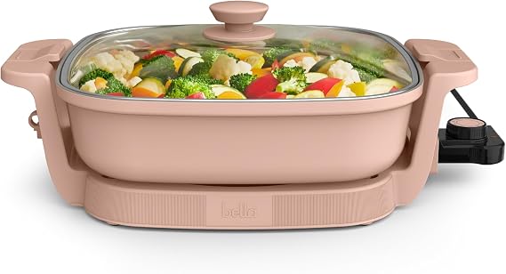 bella Fits-AnywhereTM SAUTE Make & Take Skillet, Non-Toxic Ceramic, Blossom