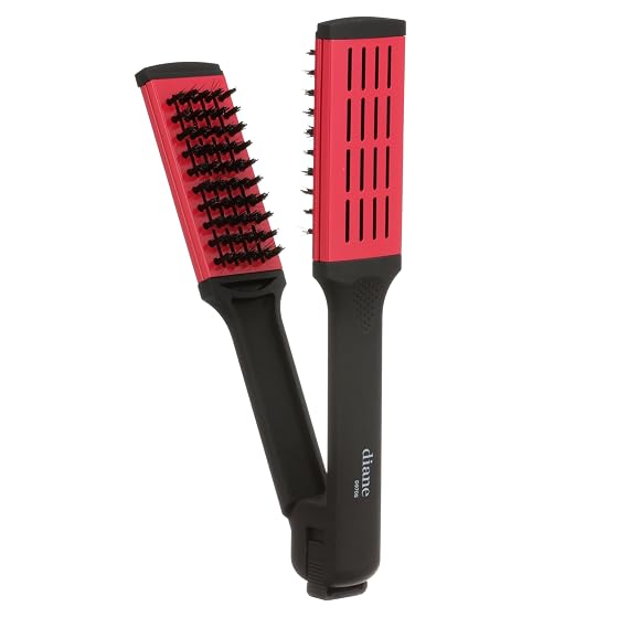 Diane Ceramic Straightening Brush with Nylon Bristles for Smoothing and Styling Thick Coarse Hair, Double-Sided Hair Straightener Brush, 2-in-1 Smoothing Hair Brush, Gently Removes Tangles