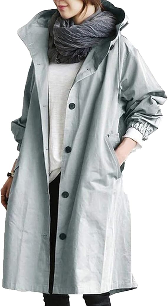 Women'S Trench Jackets 2025 Rain Jacket Loose Winter Hooded Oversized Elegant Windbreaker Comfortable Coat Outwear